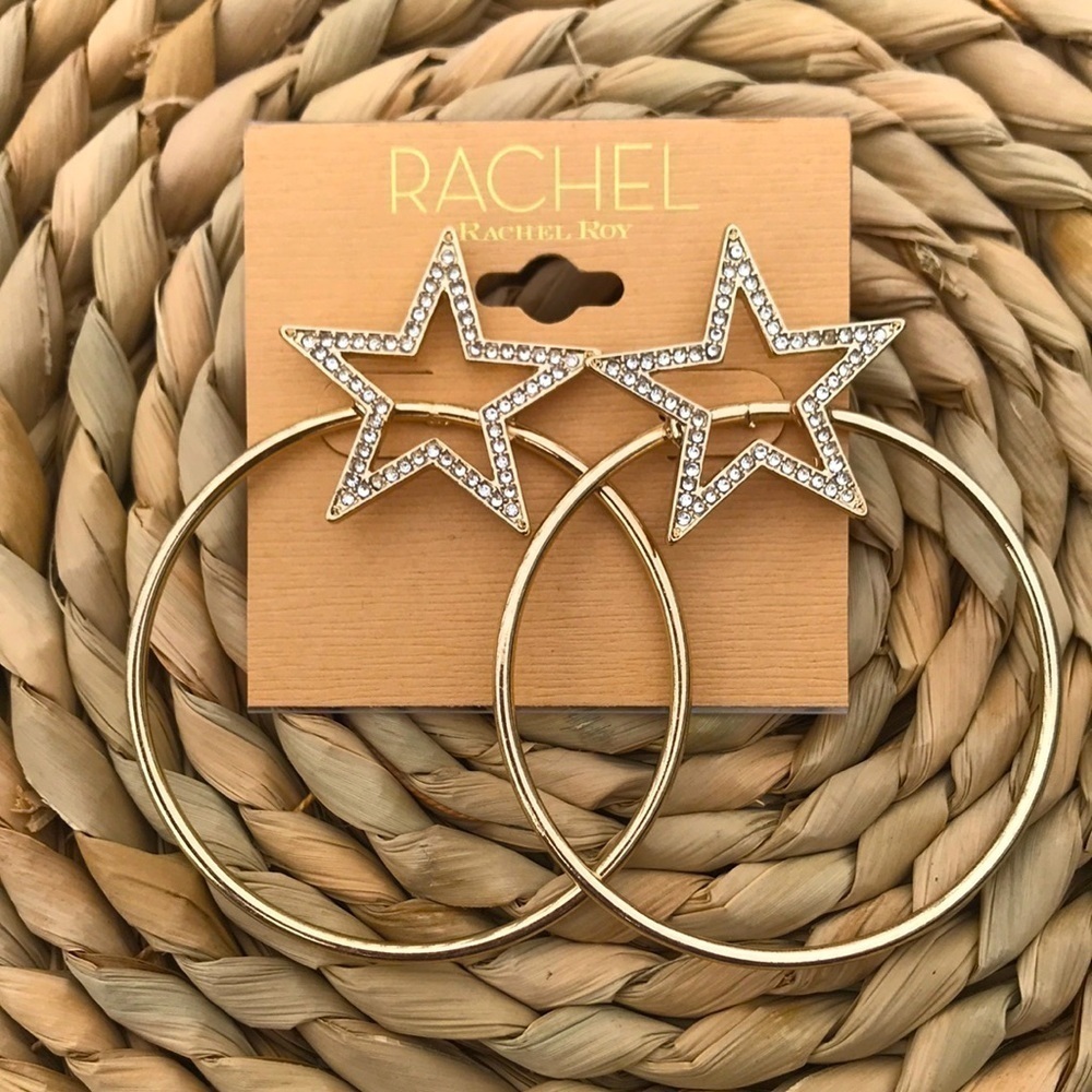 Brand New Rachel Roy Gold Rhinestone Star Earrings